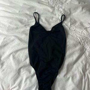 Bullet point black ballet dance leotard